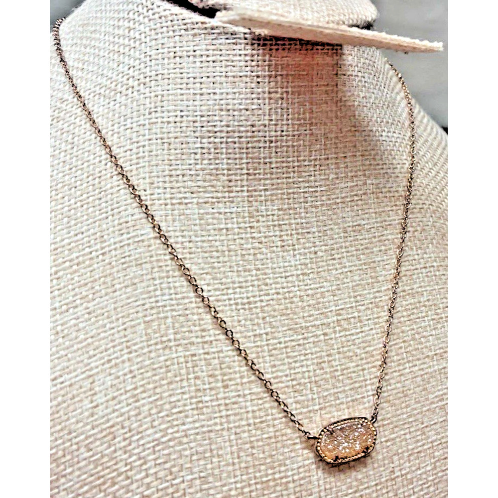 Kendra Scott Elisa Vermeil Pendant Iridescent Drusy Gold Tone Necklace w/Bag L4 - Picture 5 of 9
